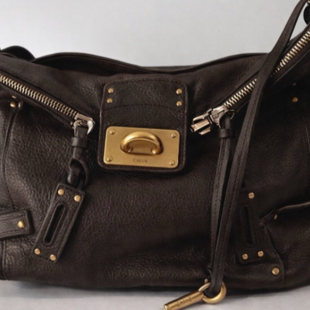 Chloé Paddington Chocolate Brown  Pebbled Leather Shoulder Bag Purse Vintage Y2K